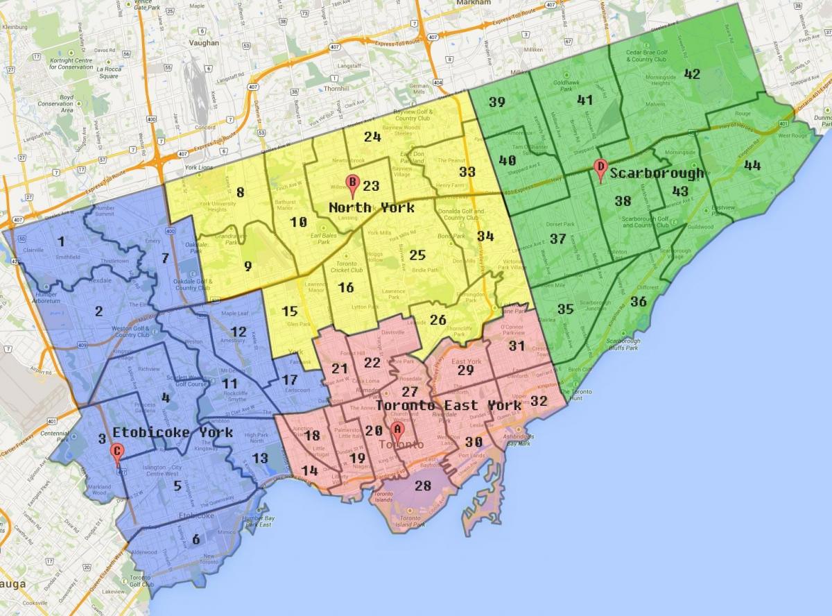 Mapu Toronto City Hranice