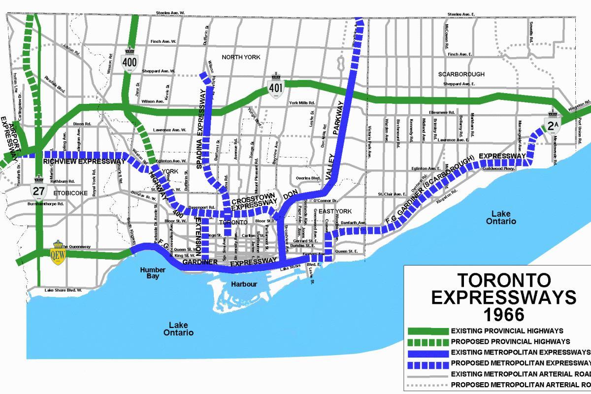 Mapa diaľnice Toronto