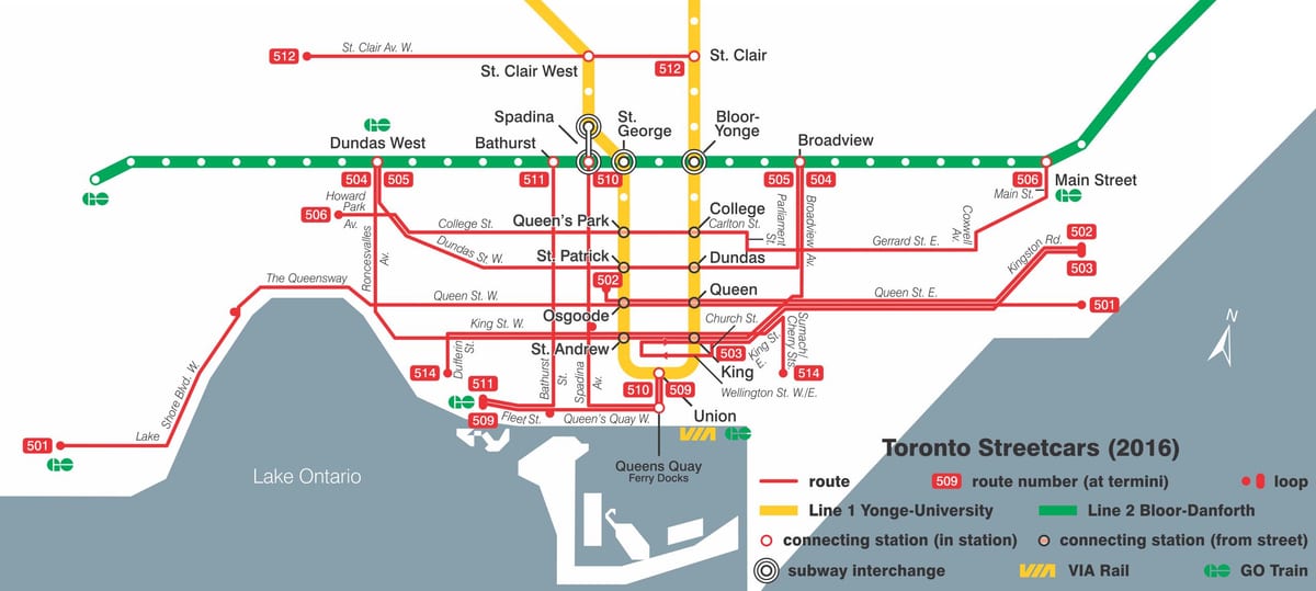 Mapu Toronto električka systém