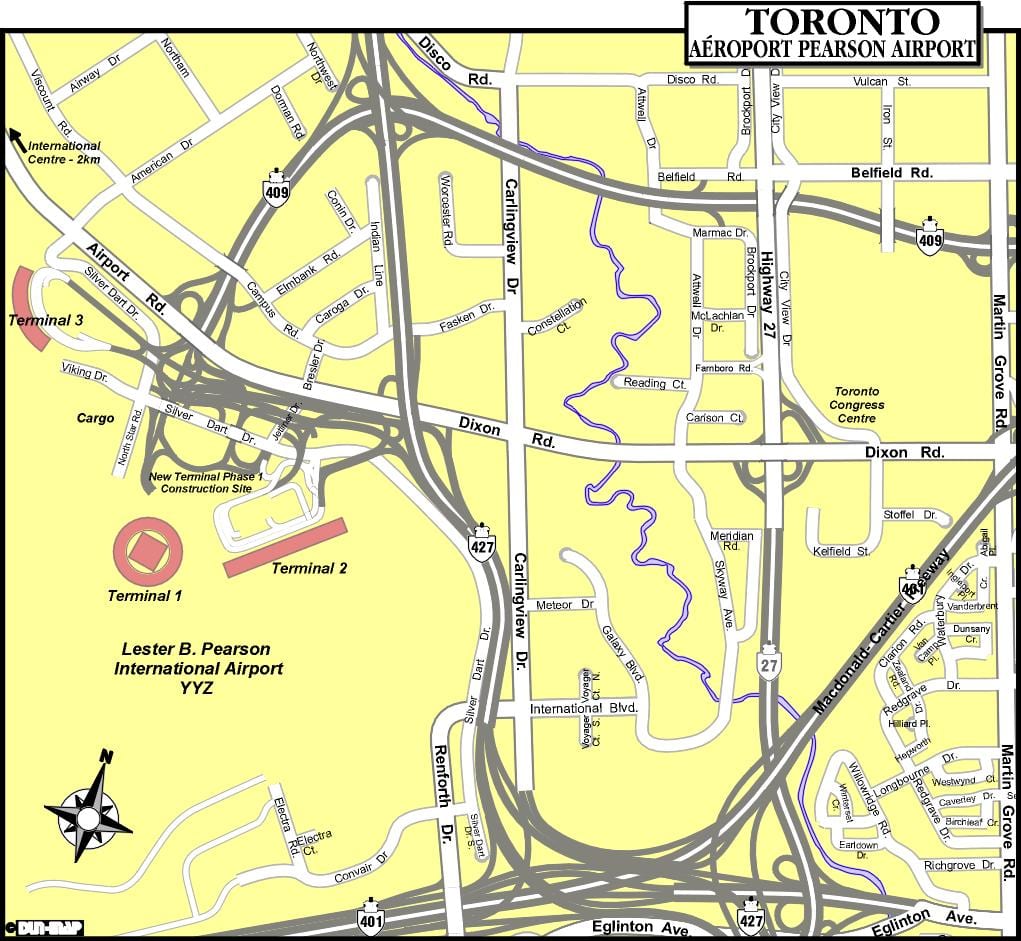 Mapu Toronto letiská