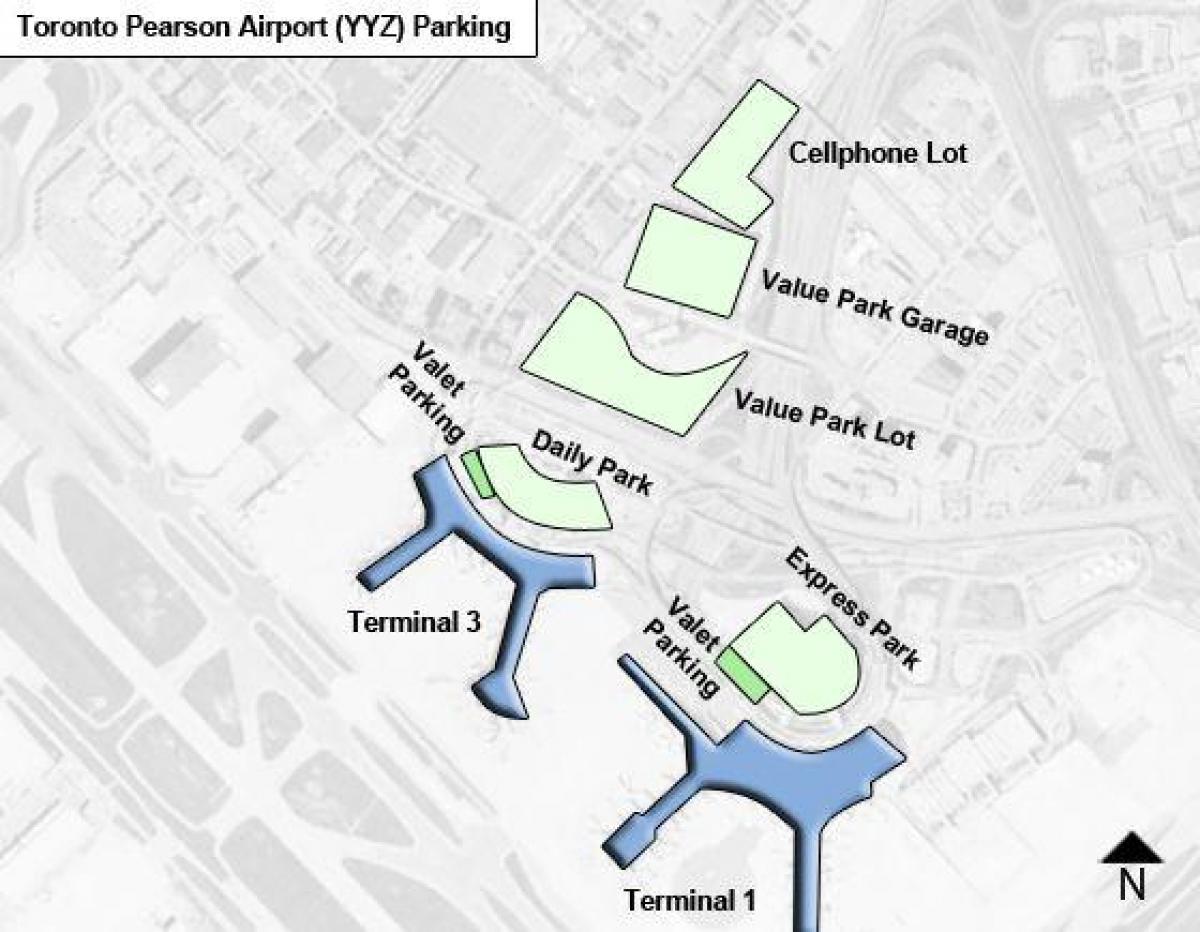 Mapu Toronto letisko Pearson parkovanie