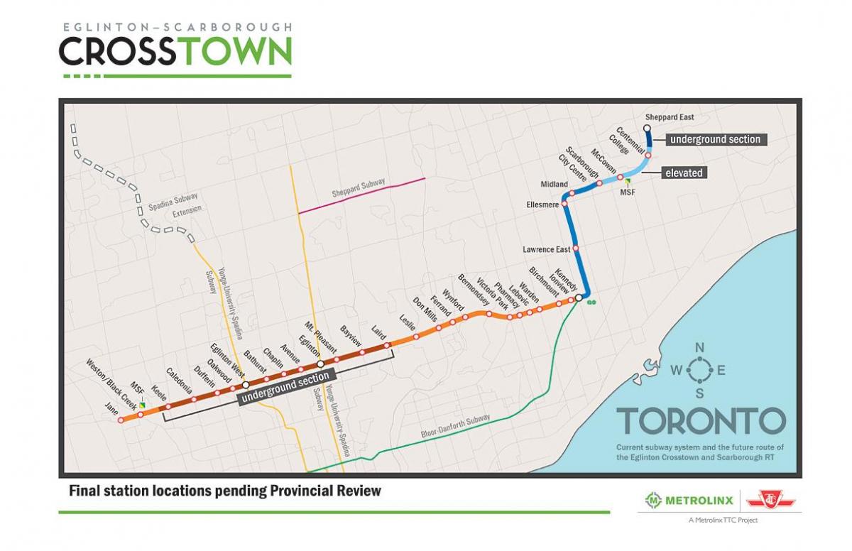 Mapa metro Toronto Eglinton 5