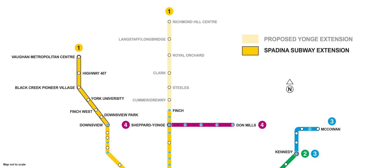 Mapa metro Toronto rozšírenie
