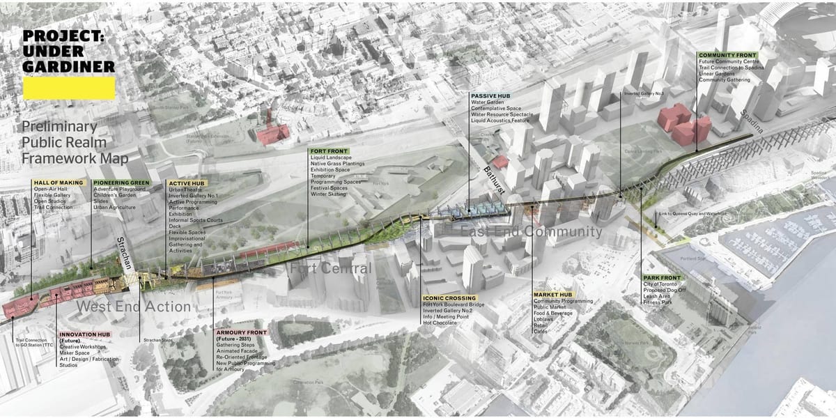 Mapu Toronto projekt v rámci gardiner
