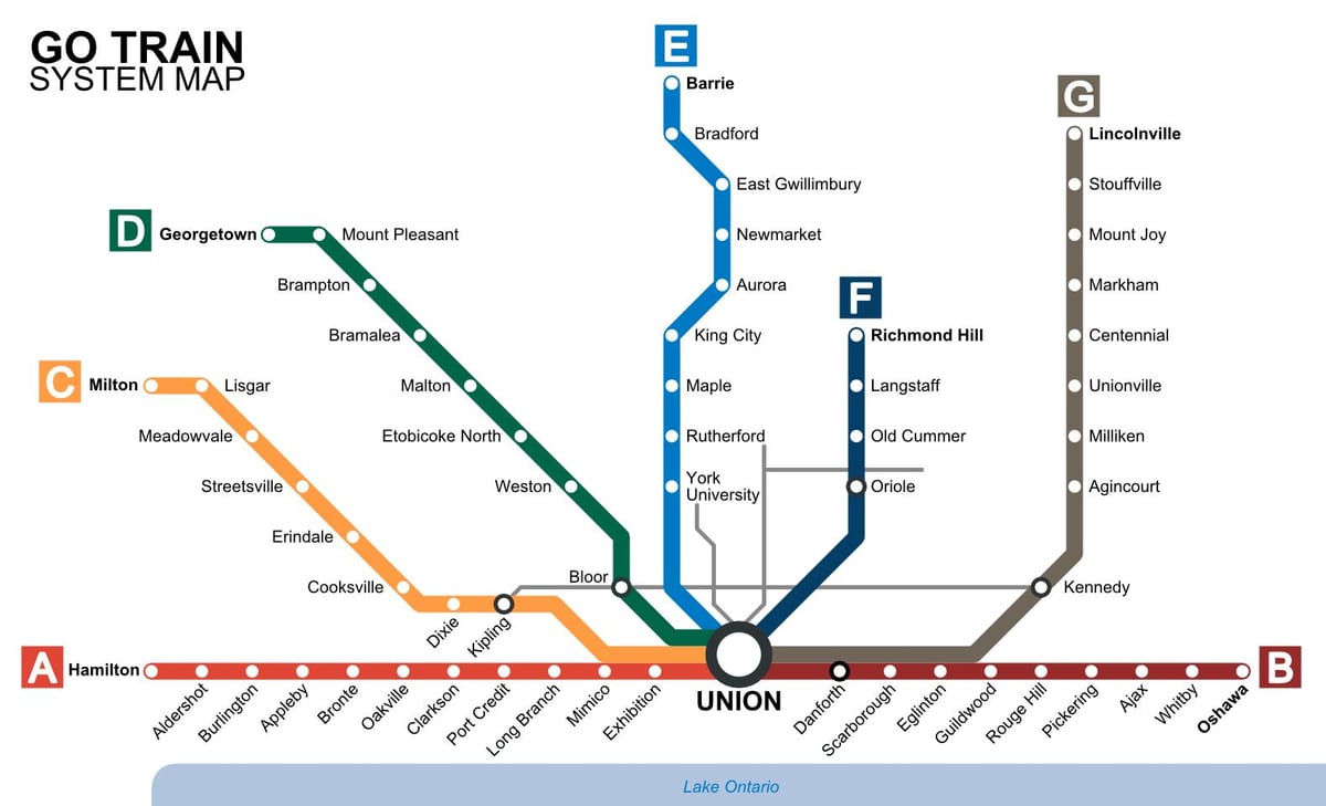 Mapu Toronto vlaky Ísť Tranzit