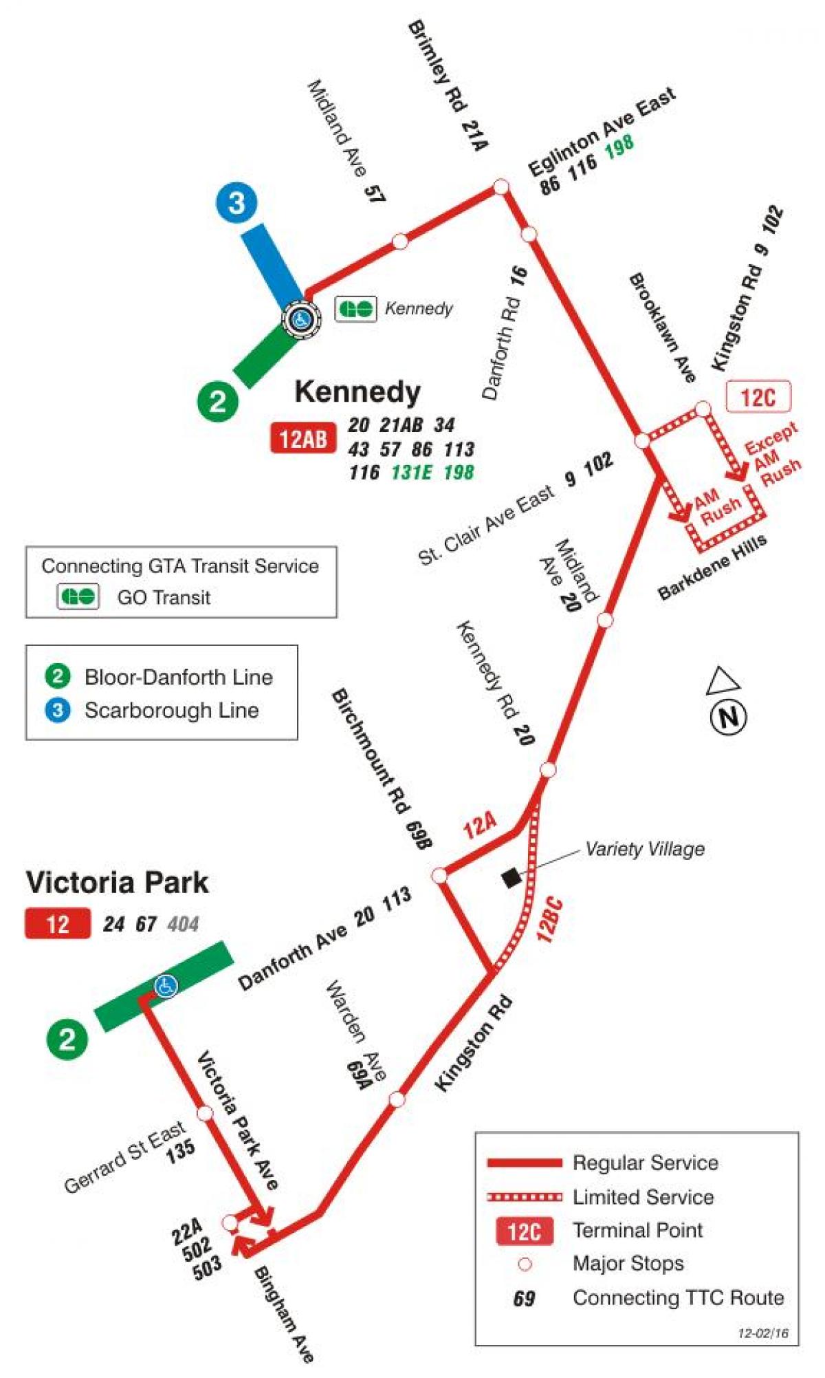 Mapa TTC 12 Kingston Rd autobusová zastávka Toronto