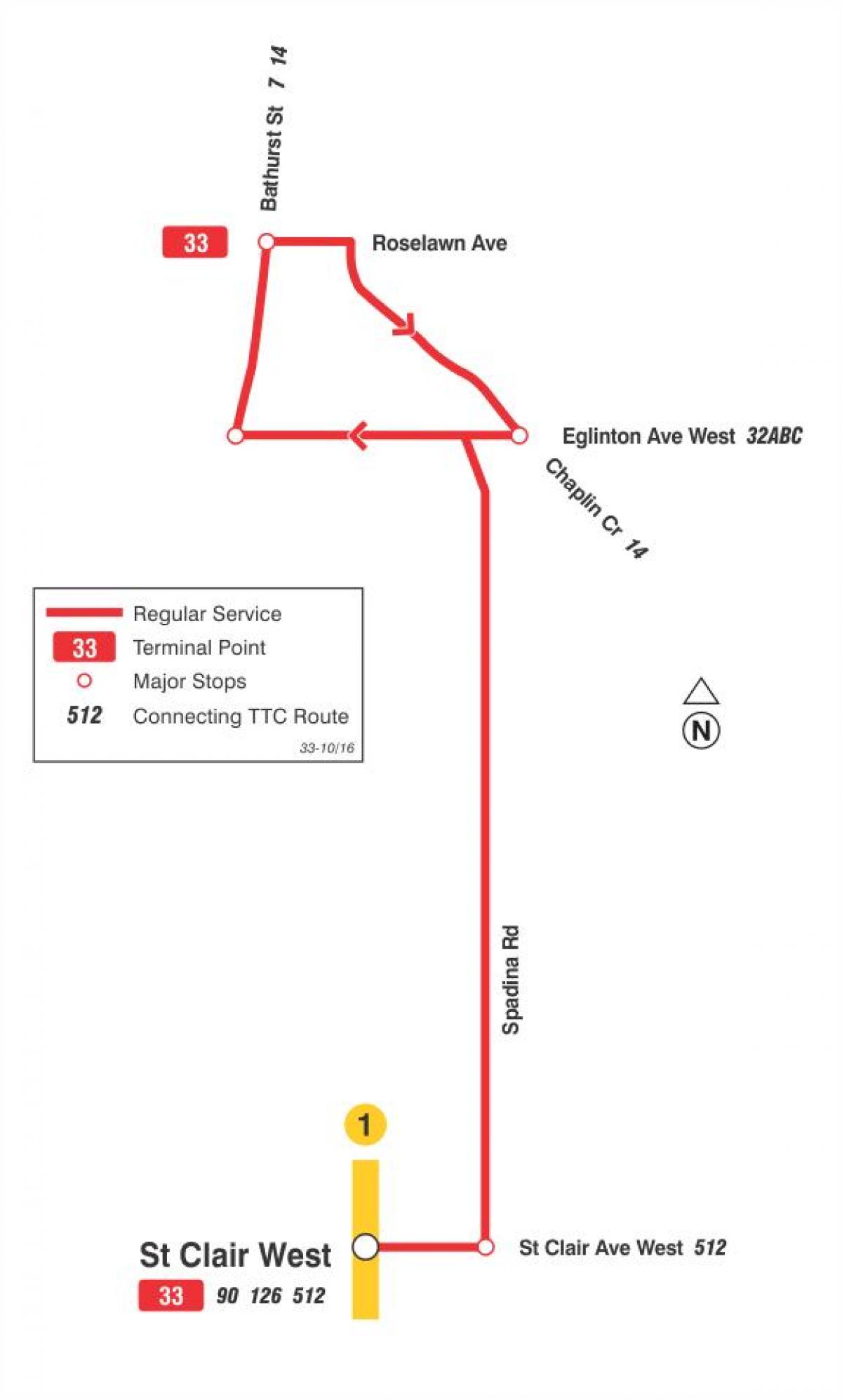 Mapa TTC 33 Forest Hill autobusová zastávka Toronto