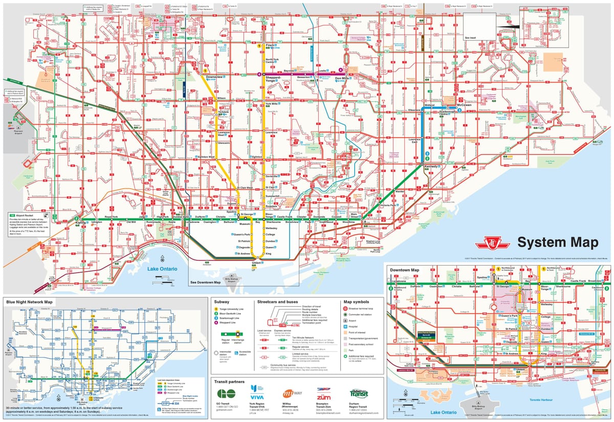 Mapa TTC autobusových liniek