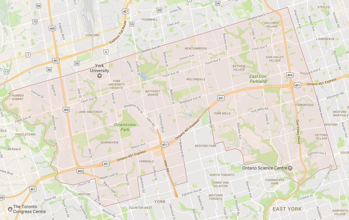 Mapa Uptown Toronto okolí Toronto