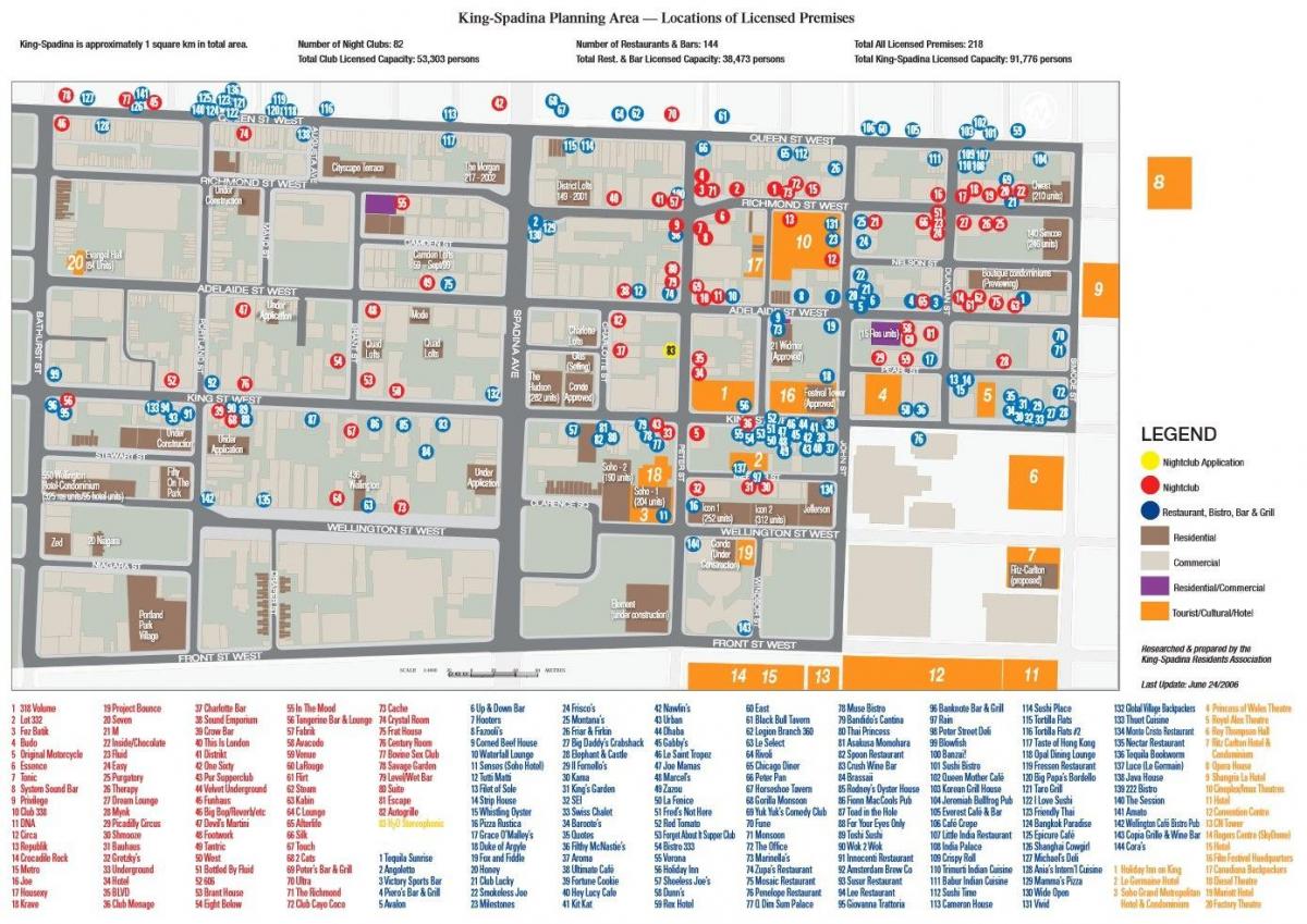 Mapa zábavnej Štvrti Toronto informácie