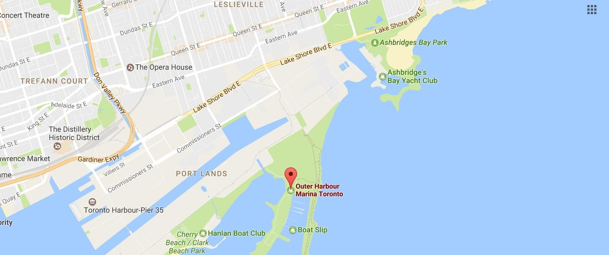 Mapa Vonkajšieho prístavu marina Toronto