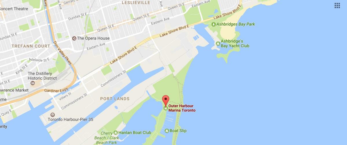 Mapa Vonkajšieho prístavu marina Toronto