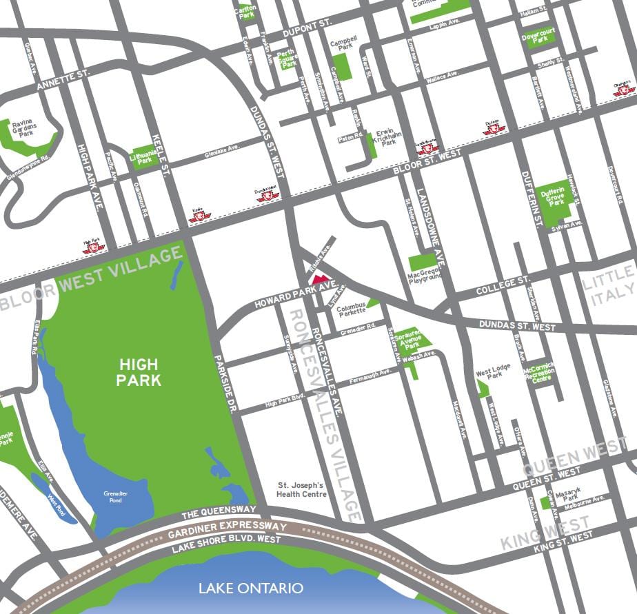 Mapa Vysoké park Toronto prehľad