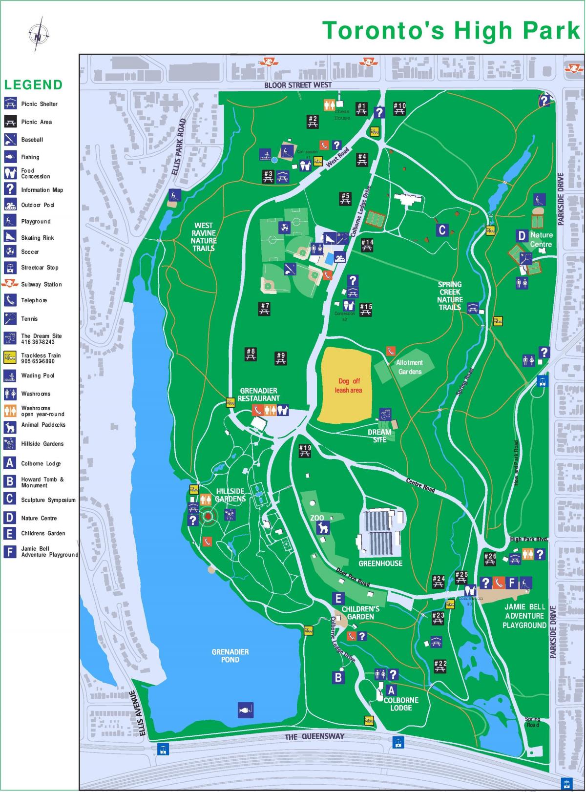 Mapa Vysoké park legenda Toronto