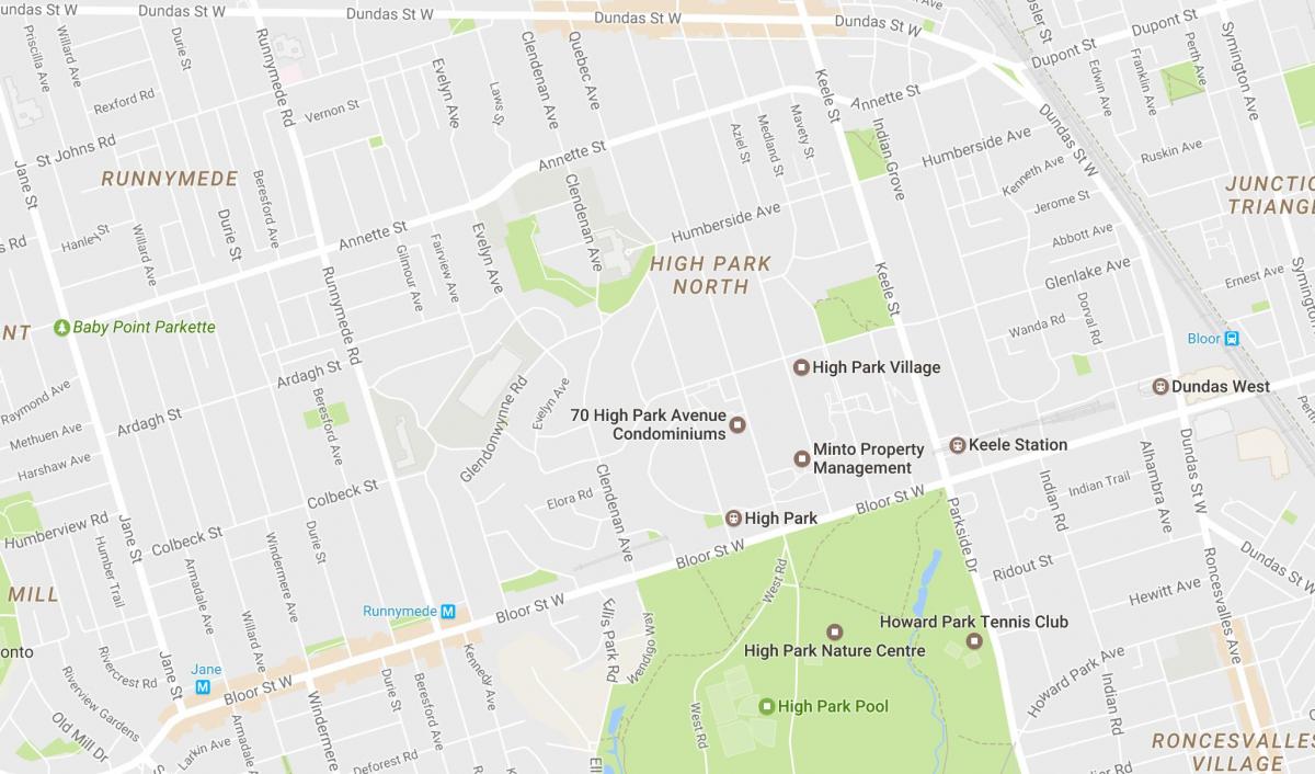 Mapa Vysoké Park okolí Toronto