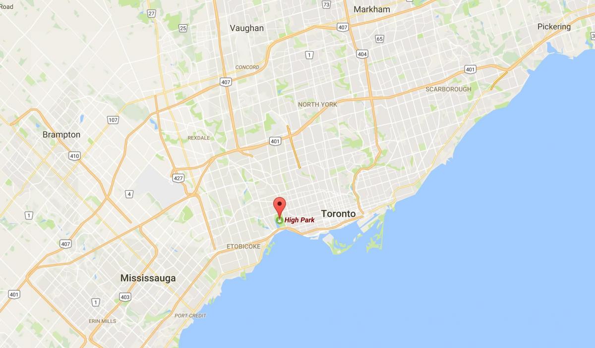 Mapa Vysoké Park okres Toronto