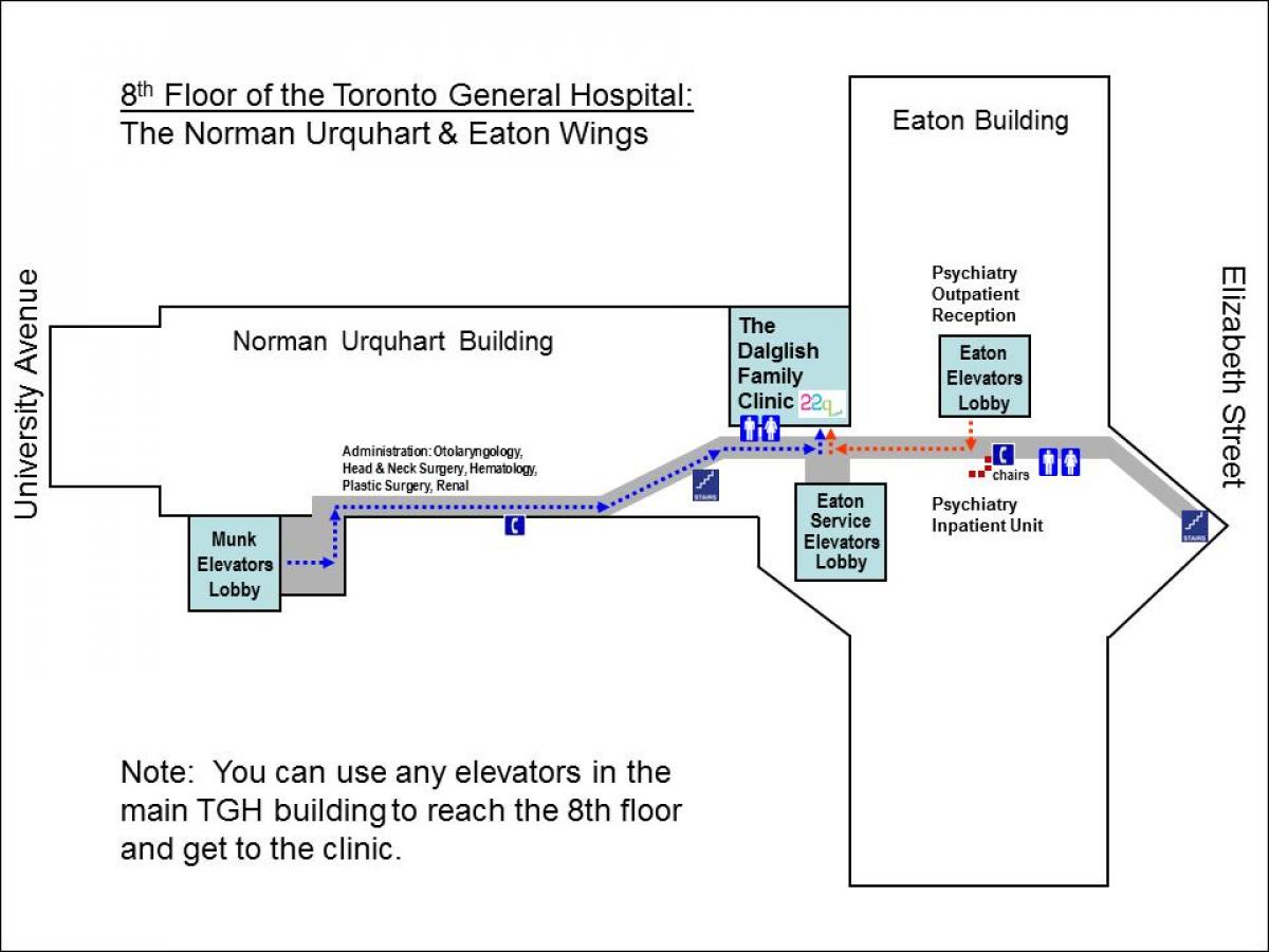 Mapa Všeobecné Nemocnice 8 th floor Toronto
