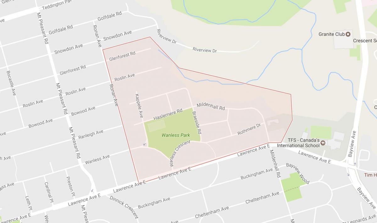 Mapa Wanless Park okolí Toronto