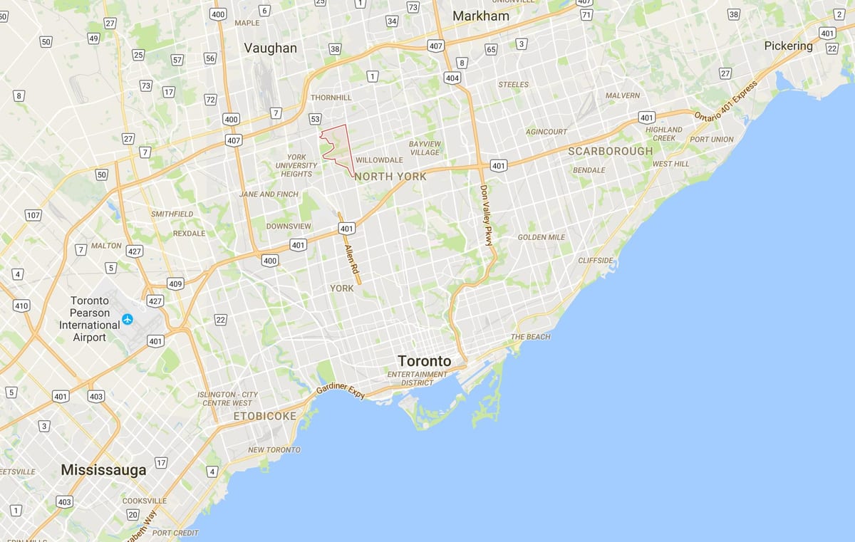 Mapa Westminster–Branson okres Toronto