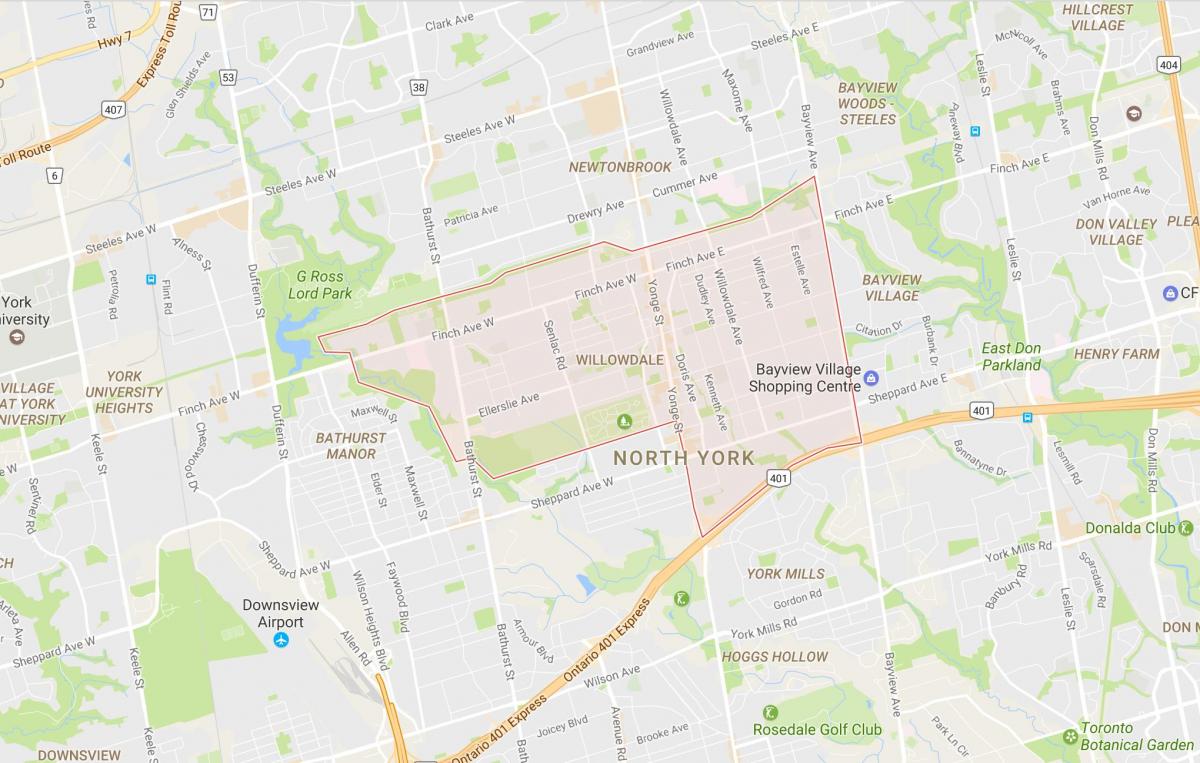 Mapa Willowdale okolí Toronto