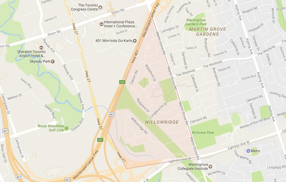 Mapa Willowridge okolí Toronto