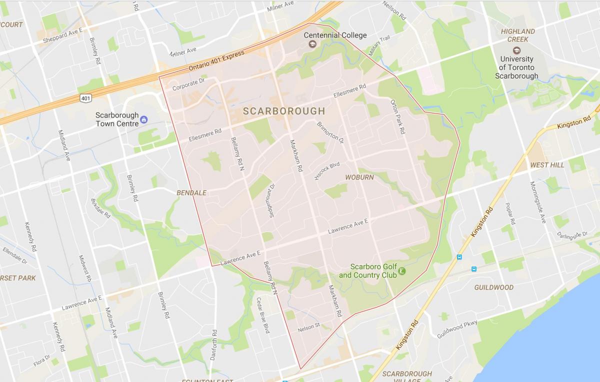 Mapa Woburn okolí Toronto