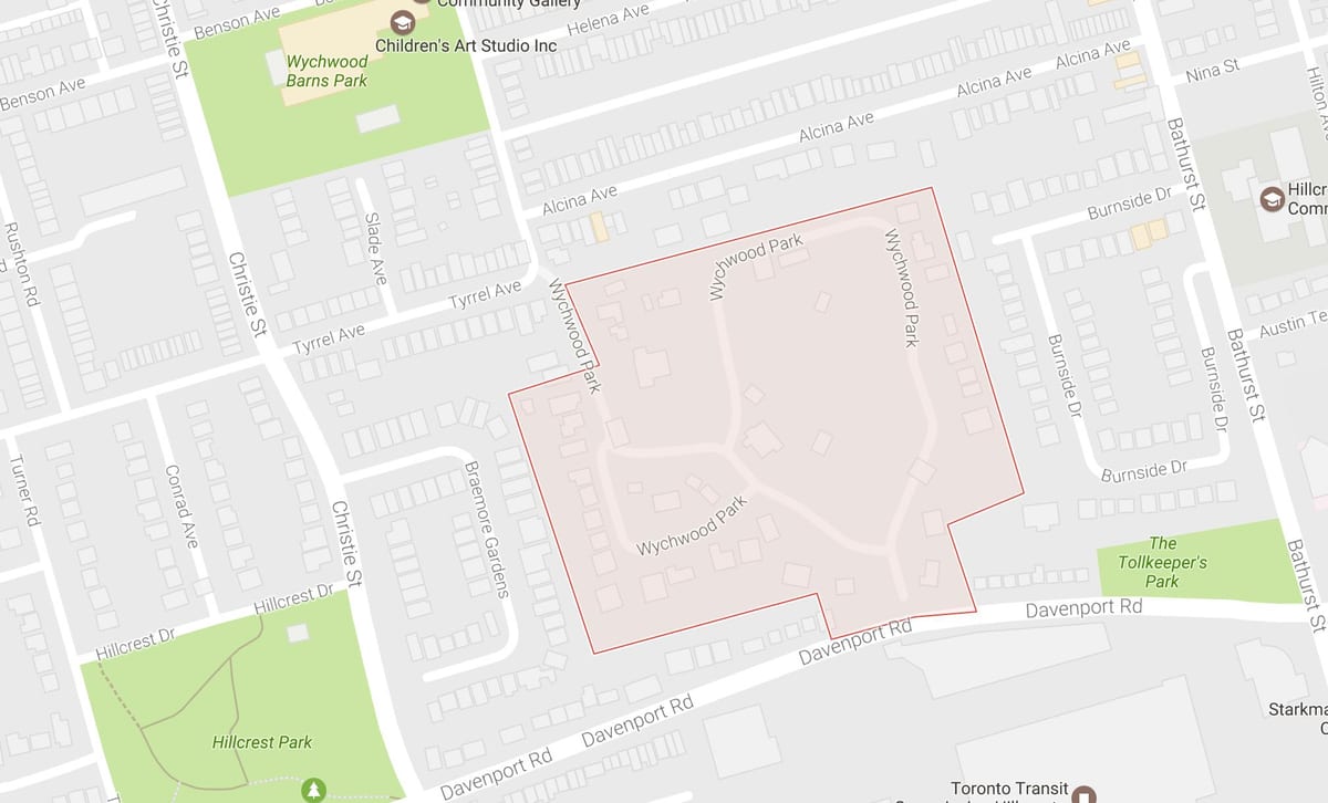 Mapa Wychwood Park okolí Toronto