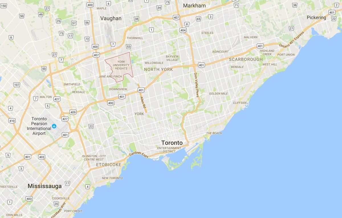 Mapa York University Výšky okres Toronto