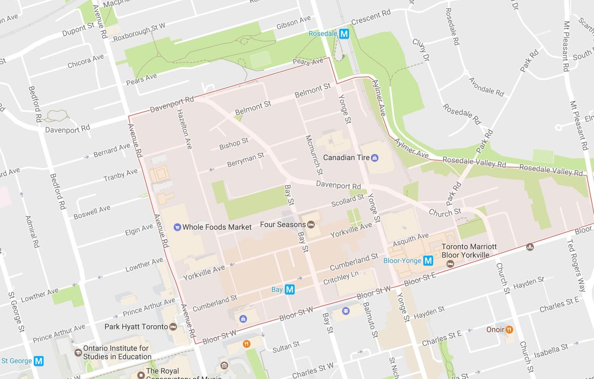 Mapa Yorkville okolí Toronto