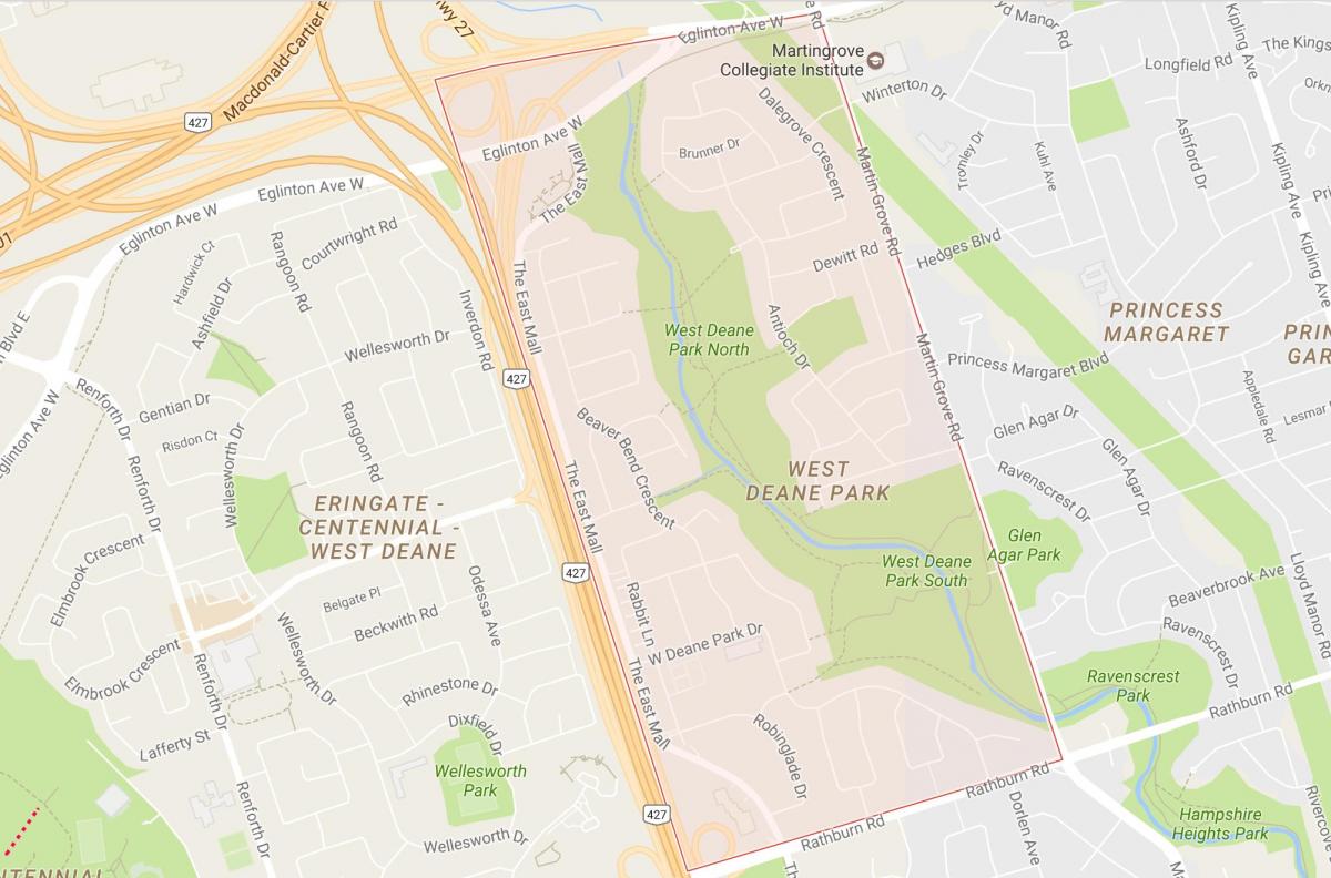 Mapu West Deane Park okolí Toronto