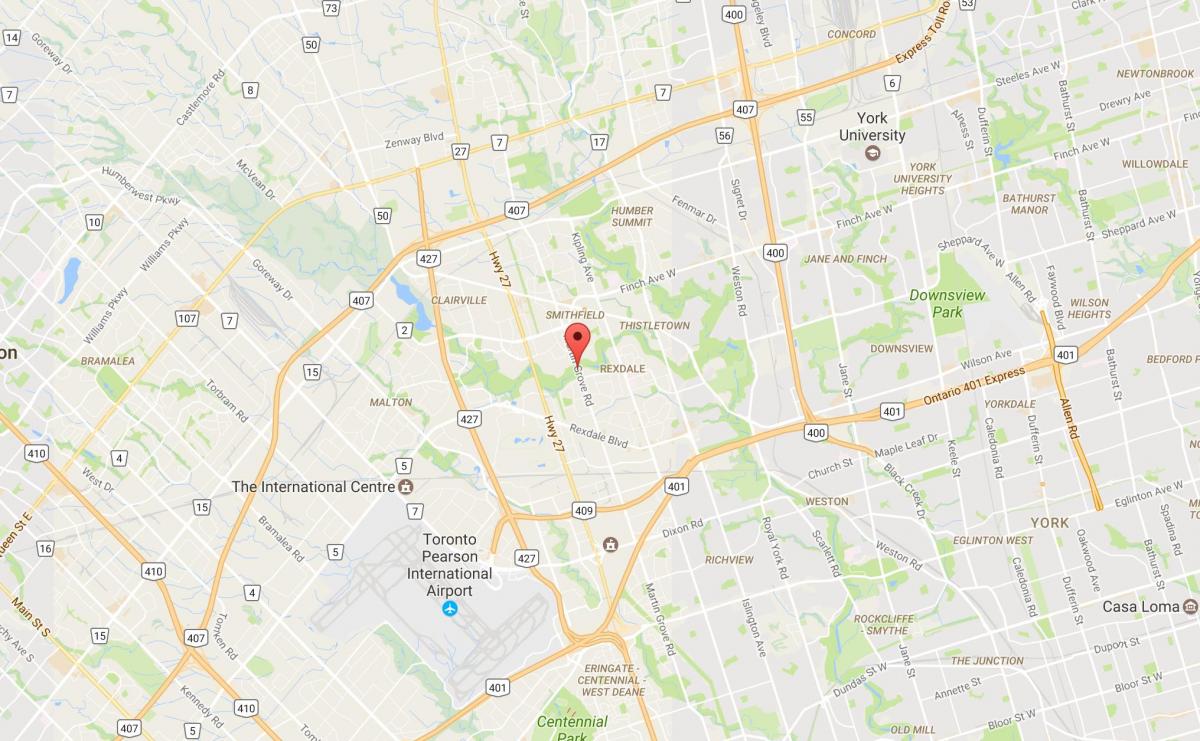 Mapu West Humber-Clairville okolí Toronto