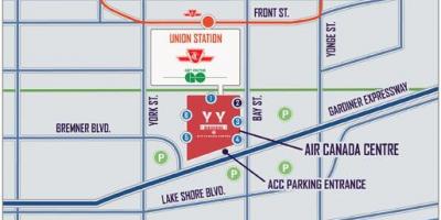 Mapa Air Canada Centre parkovanie - ACC