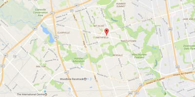 Mapa Albion cestnej Toronto