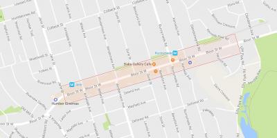 Mapa Bloor štvrti West Village Toronto
