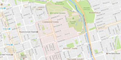 Mapa Cabbagetown okolí Toronto