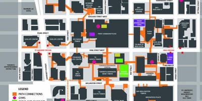 Mapa Cesty Centre mesta Toronto je Chodník pre Chodcov