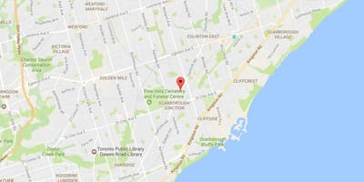 Mapa Danforth cestnej Toronto