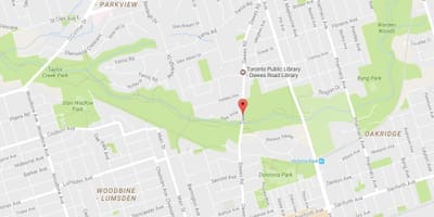 Mapa Dawes cestnej Toronto