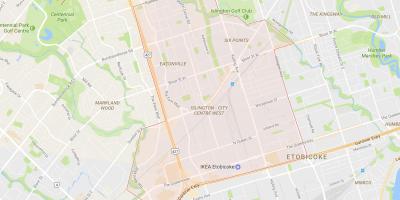Mapa Islington-Centrum Mesta West okolí Toronto