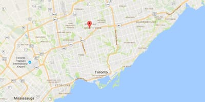 Mapa Koreňové okres Toronto