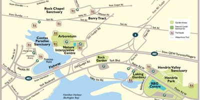 Mapa Kráľovská botanická záhrada Toronto