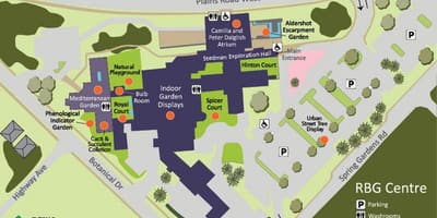 Mapa Kráľovské Botanické Záhrady Toronto