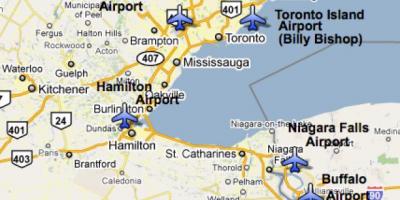 Mapa Letísk v blízkosti Toronto