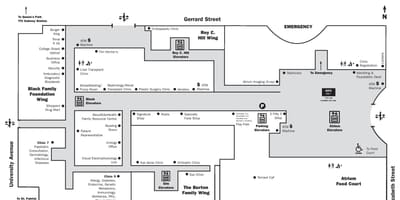 Mapa Nemocnice pre Choré Deti Toronto prízemie