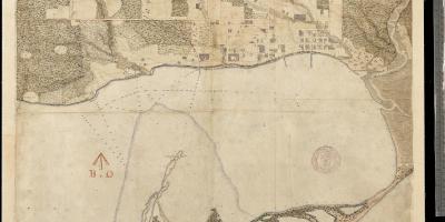 Mapa pozemkov Yorku Toronto je prvý centure 1787-1884