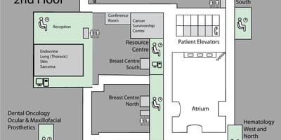Mapa Princezná Margaret Cancer Centre Toronto 2. poschodie
