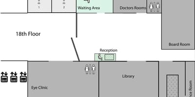 Mapa Princezná Margaret Cancer Centre Toronto 8. poschodí