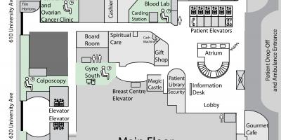 Mapa Princezná Margaret Cancer Centre Toronto prízemie