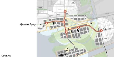 Mapa Projets Východnej Nábreží Východ Bayfront Toronto