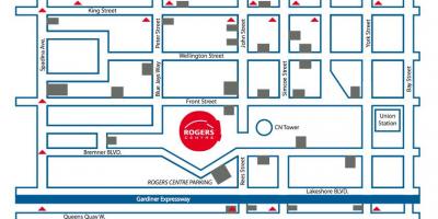 Mapa Rogers centre parkovanie